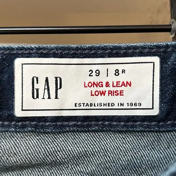 GAP Low Rise Long & Lean Jeans Size 29 / 8R Dark Indigo Bootcut - Picture 5 of 10